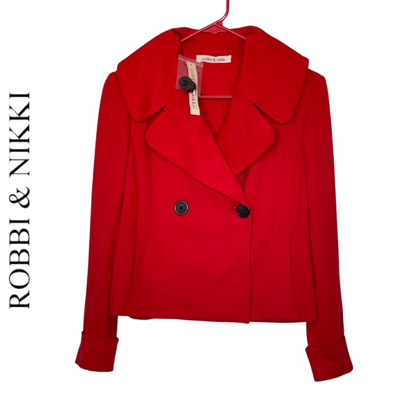 Robbi & Nikki Cropped Lea Coat Style Jacket Bright Red Size S - Picture 1 of 6